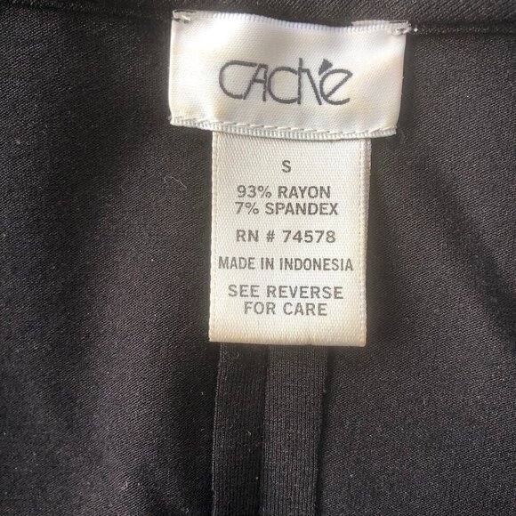 CACHE LBD Cold shoulder collar wrap Midi Dress zipper & gathers Stretch body S - Picture 14 of 15